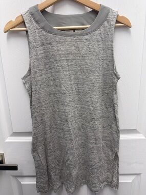Catherine Malandrino 100% Linen Sleeveless Heather Gray Women's Tank Top XS